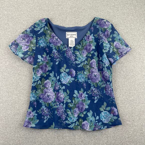 90s VTG Karin Stevens 2-pc Skirt Set 10P Blue Fairycore Ruffle Dreamy Whimsical - Picture 5 of 16